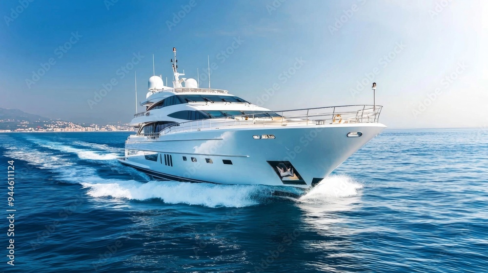 Luxury yacht sailing on the open sea Luxury yacht sailing on the open sea