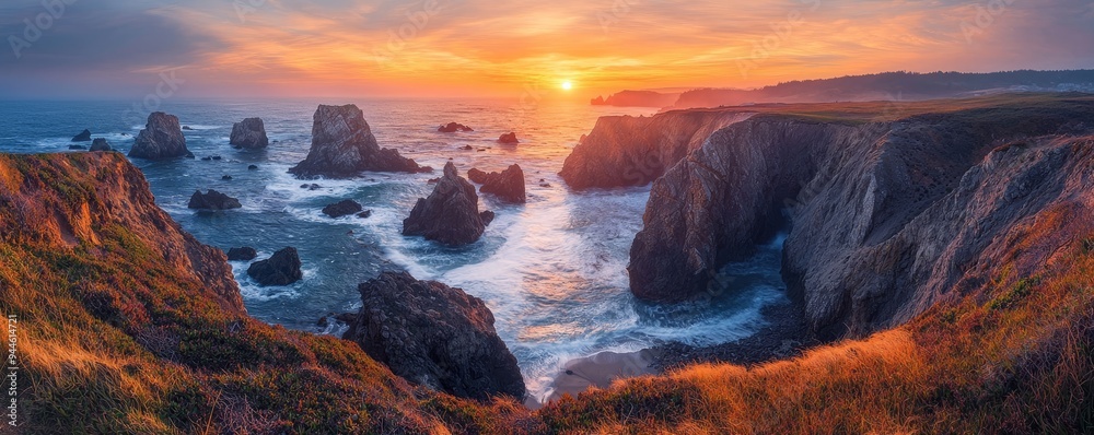 Awe-inspiring, dramatic coastal cliffs, crashing waves, high quality, photorealistic, wild, panoramic, breathtaking::0.8 sea stacks, hidden caves, coastal hiking trails, lighthouse, mist, vibrant Awe-inspiring, dramatic coastal cliffs, crashing waves, high quality, photorealistic, wild, panoramic, breathtaking::0.8 sea stacks, hidden caves, coastal hiking trails, lighthouse, mist, vibrant