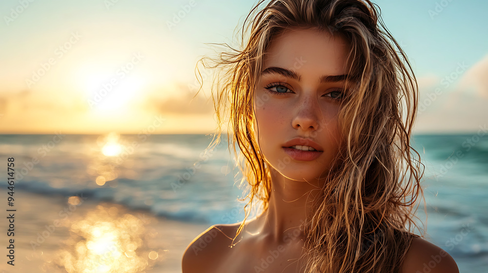 Beautiful Young Woman Enjoying a Tropical Beach Day Beautiful Young Woman Enjoying a Tropical Beach Day