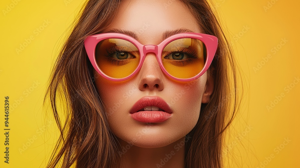 Bold and vibrant pop art sunglasses, graphic design, colorful frames, dynamic composition::0.8 tinted lenses, cat-eye style, retro fashion, stylish eyewear, UV protection Bold and vibrant pop art sunglasses, graphic design, colorful frames, dynamic composition::0.8 tinted lenses, cat-eye style, retro fashion, stylish eyewear, UV protection