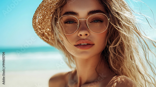 Beautiful Young Woman Enjoying a Tropical Beach Day