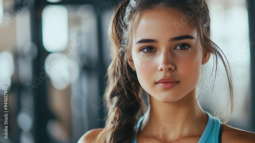 focused Young Woman in Gym Ready for Workout