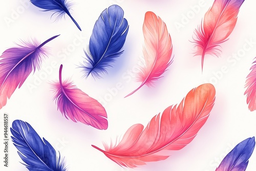 Feather pattern, bird, delicate, soft, intricate, seamless,