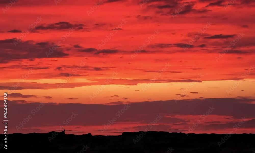 Door to Dramatic Sunset Sky with Vibrant Orange Clouds - Serene Dusk Landscape 4K Stock Footage. Door to Dramatic Sunset Sky with Vibrant Orange Clouds - Serene Dusk Landscape 4K Stock Footage.