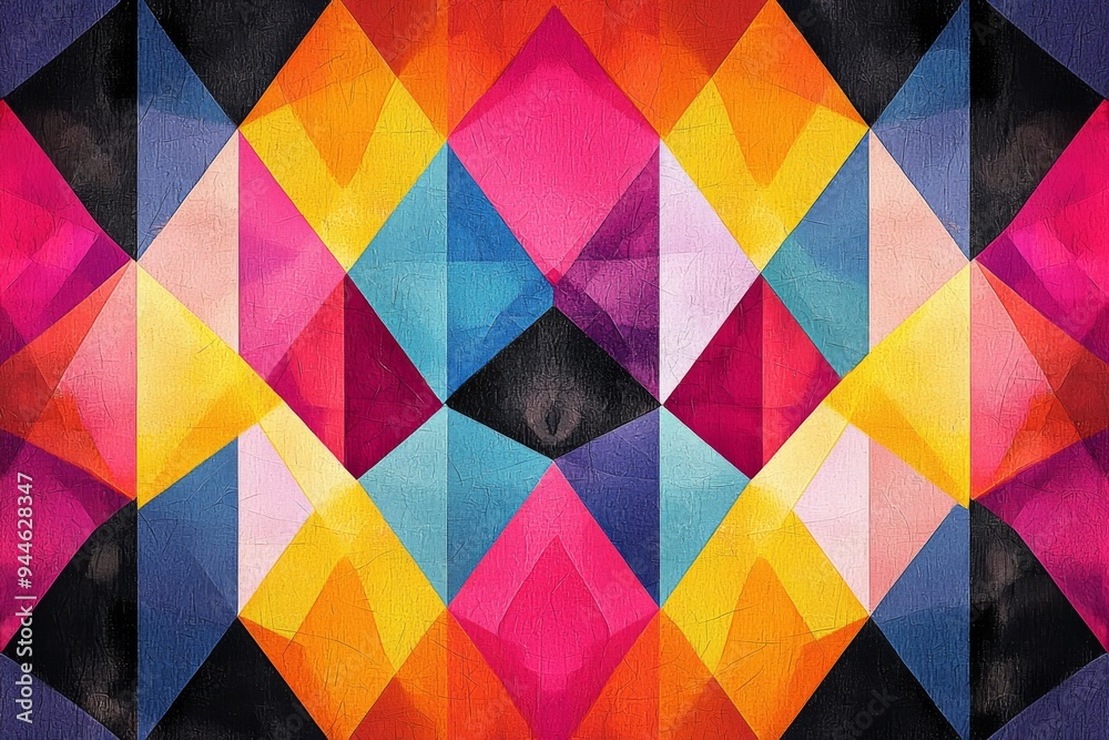 Abstract Geometric Pattern with Vibrant Colors created with Generative AI Abstract Geometric Pattern with Vibrant Colors created with Generative AI