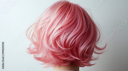 Wallpaper Mural The back view of a wavy pink hair wig, a vibrant display of hair styling and fashion. Torontodigital.ca