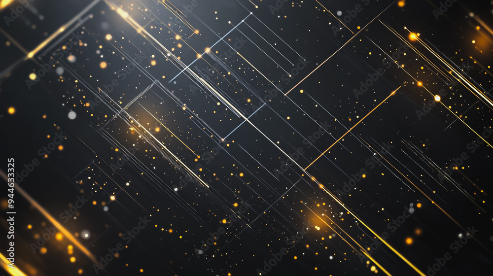 Obraz premium Abstract colorful business connection of lines from nodes It is connected to endless nodes and represents the innovation of communication in the network with black background