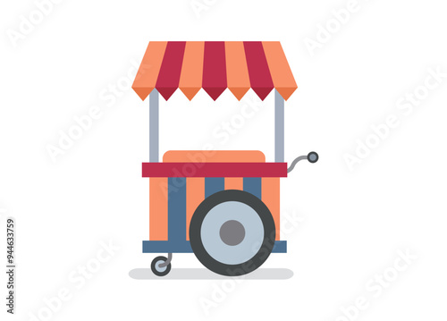 Food vendor cart. Simple flat illustration