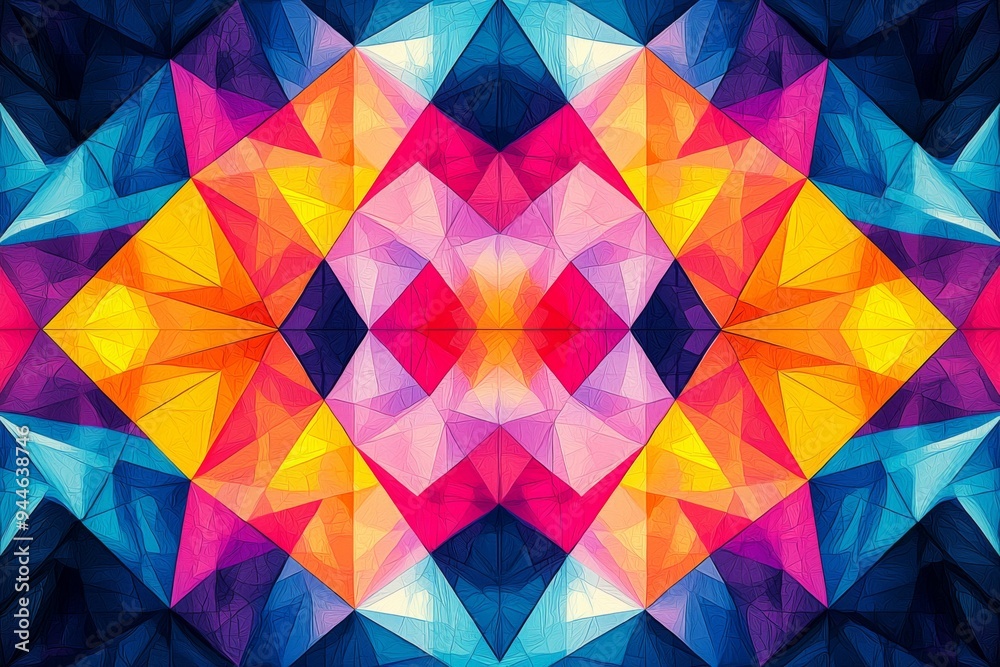 Obraz premium Abstract Geometric Pattern with Vibrant Colors created with Generative AI