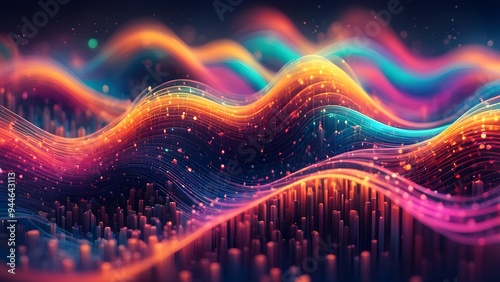A colorful wave with many different colors and shapes