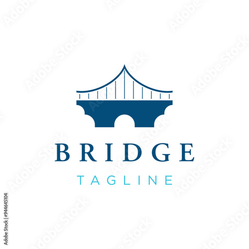 Bridge building abstract Logo template with creative idea.Vector illustration.