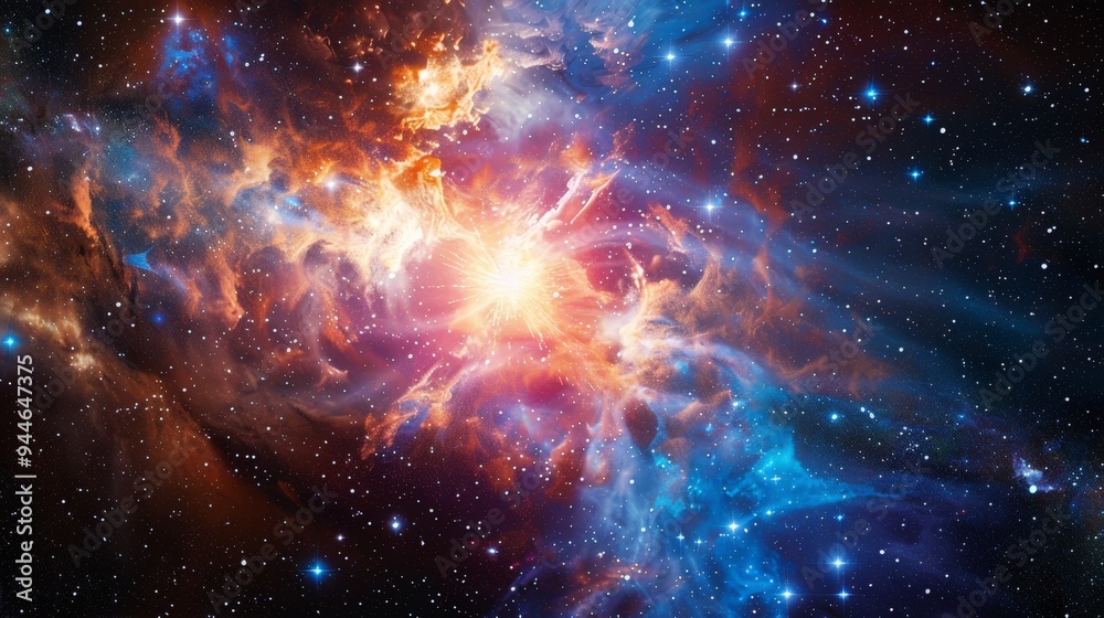 Cosmic Nebula with Bright Stars. Cosmic Nebula with Bright Stars.