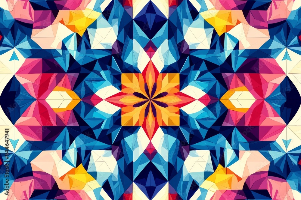 Abstract Geometric Pattern with Vibrant Colors created with Generative AI Abstract Geometric Pattern with Vibrant Colors created with Generative AI