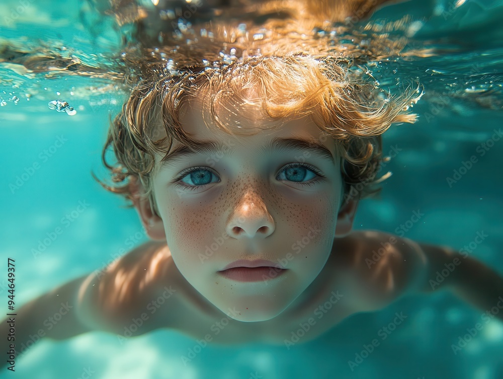 submerged serenity ethereal underwater portrait of young boy suspended in crystalclear turquoise waters soft light filters through surface creating dreamlike atmosphere submerged serenity ethereal underwater portrait of young boy suspended in crystalclear turquoise waters soft light filters through surface creating dreamlike atmosphere