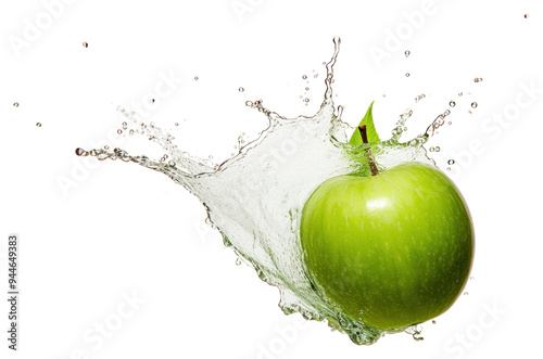 PNG  Green apple floating with splash fruit plant food.