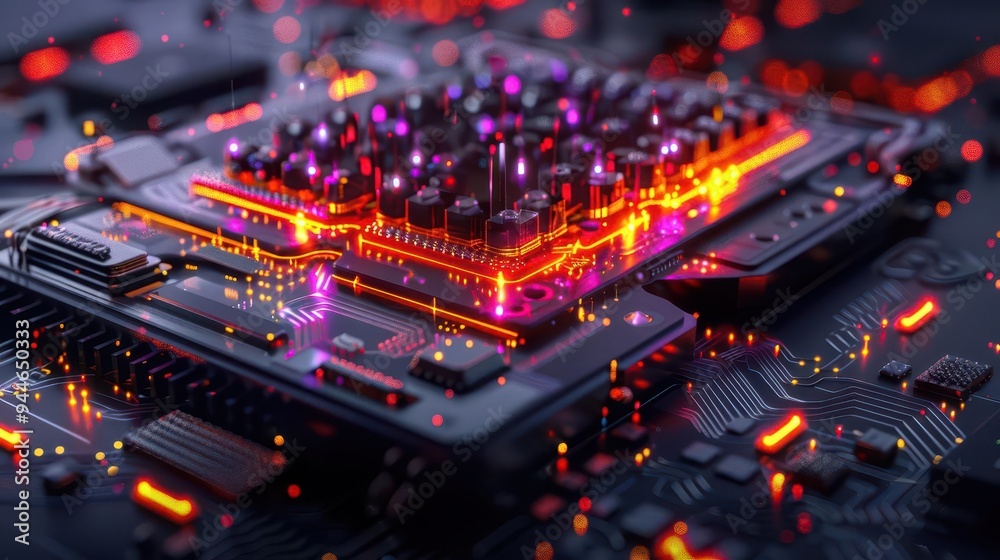 Photo-realistic quantum computer with glowing qubits, intricate circuits, high-resolution details, vibrant colors Photo-realistic quantum computer with glowing qubits, intricate circuits, high-resolution details, vibrant colors