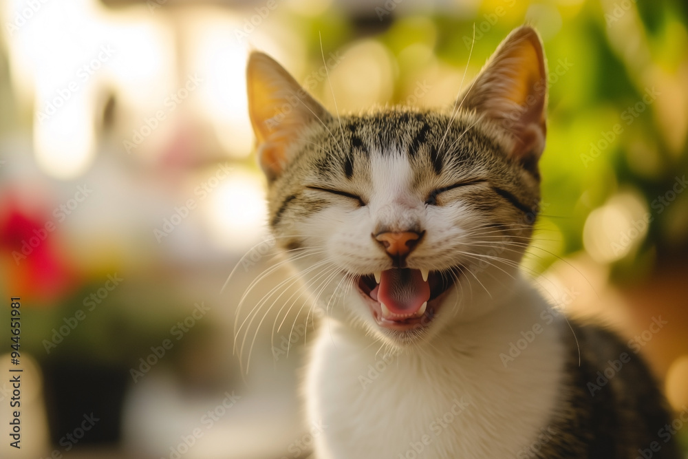 幸せそうな表情をした笑顔の猫 幸せそうな表情をした笑顔の猫