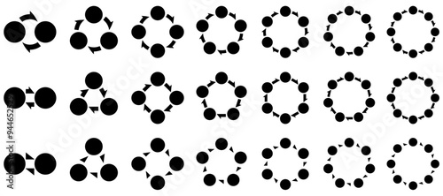様々な形の循環を表す図と矢印のインフォグラフィックのベクターイラストセット