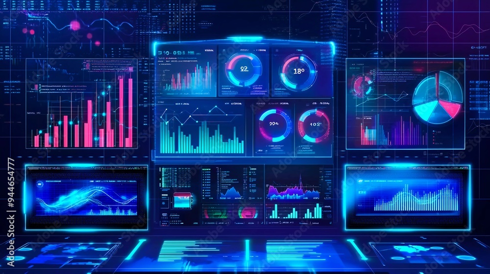 research on digital technology platforms, analyst manage the system database, analysis data plans, and reports. shows a dashboard chart on the computer that displays research on digital technology platforms, analyst manage the system database, analysis data plans, and reports. shows a dashboard chart on the computer that displays