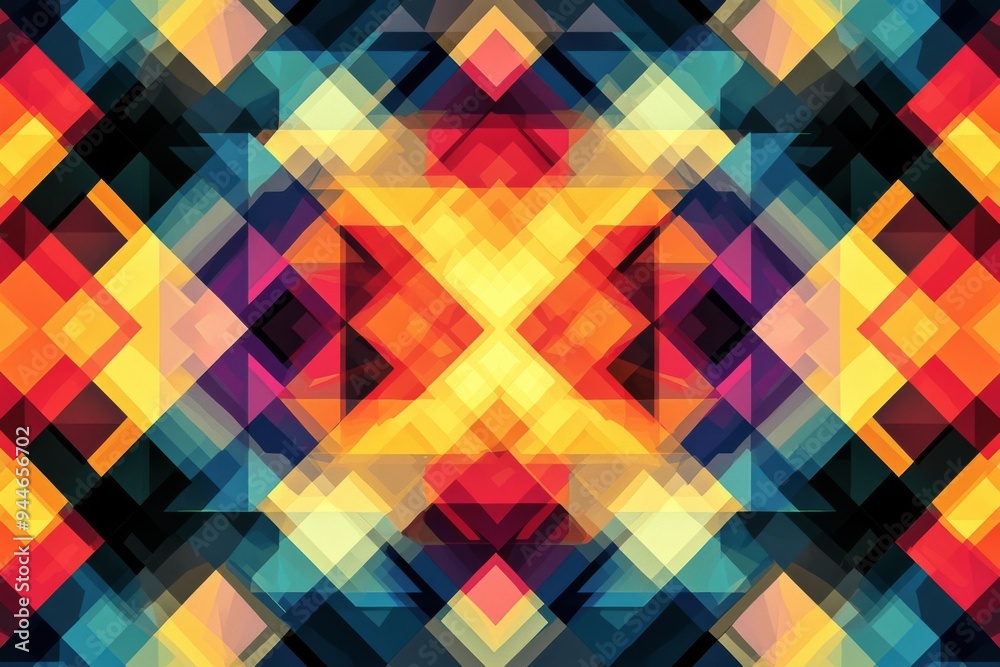Abstract Geometric Pattern with Vibrant Colors created with Generative AI Abstract Geometric Pattern with Vibrant Colors created with Generative AI