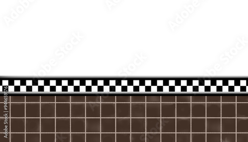Half wall, Half wall, classic American diner restaurant or interior backgrounds, half checkered  tile wall, kitchen wall, dining  room, retro interior design, PNG, transparency