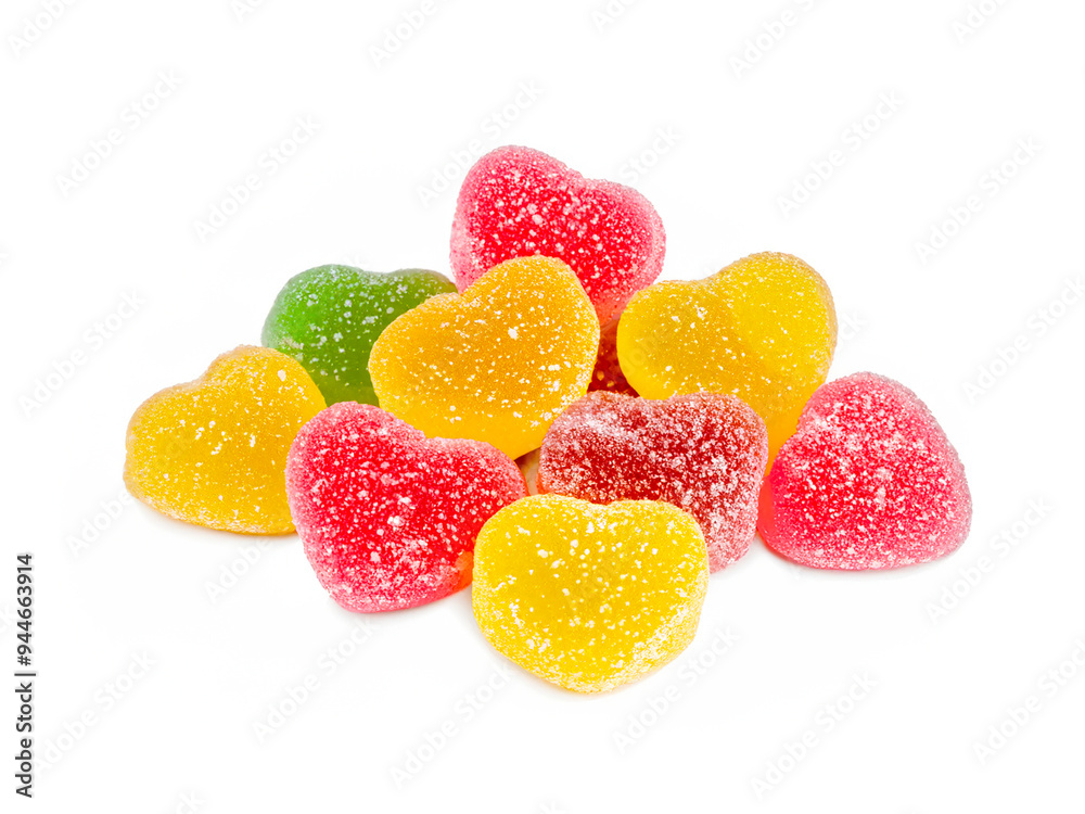 heart shaped jelly candies on white background heart shaped jelly candies on white background