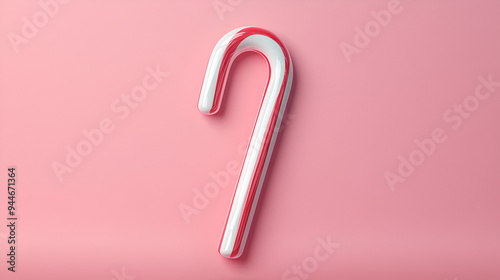 Red and White Candy Cane on a Pink Background