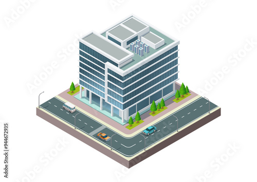 Isometric modern building