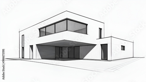 Modern House Sketch - Perfect for Architectural Design and Interior Design Projects