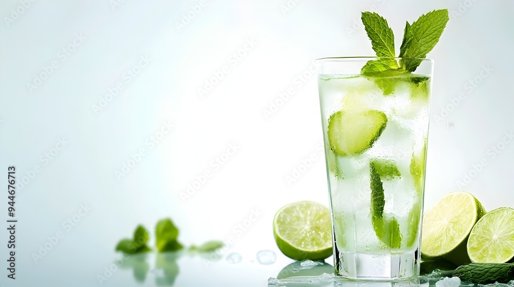 Closeup shot of a refreshing glass of homemade limeade or limeaide with fresh mint leaves perfect for a summer picnic outdoor gathering or as a healthy beverage Closeup shot of a refreshing glass of homemade limeade or limeaide with fresh mint leaves perfect for a summer picnic outdoor gathering or as a healthy beverage