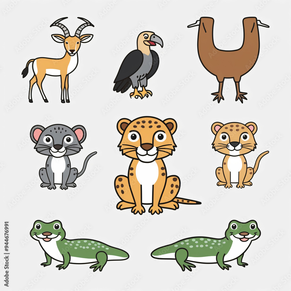 Fototapeta premium Cartoon Wild Animal Characters
