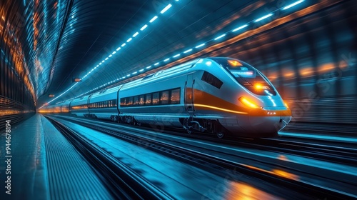 High-Speed Train in Tunnel