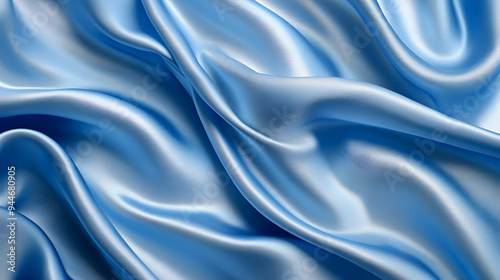 Blue Silk Fabric Draped Texture Background