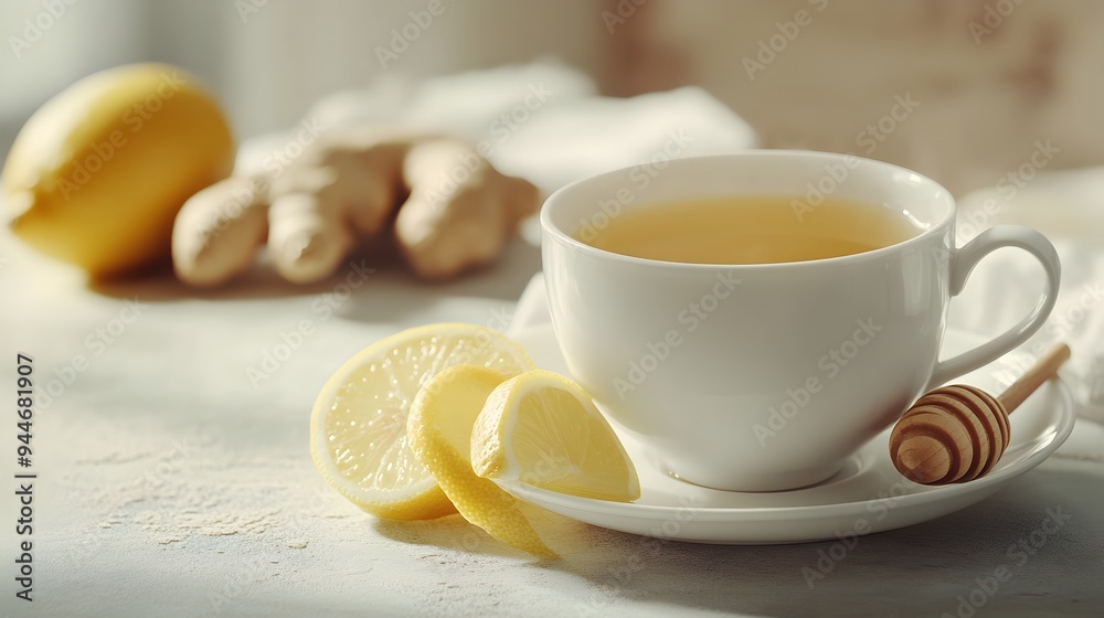 A warm and comforting cup of lemon ginger tea with a drizzle of honey offering a soothing and refreshing moment of relaxation and wellness A warm and comforting cup of lemon ginger tea with a drizzle of honey offering a soothing and refreshing moment of relaxation and wellness
