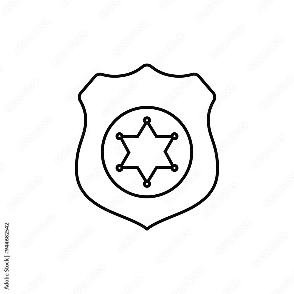 Police officer badge line icon isolated on white background. Vector Illustration. Police officer badge line icon isolated on white background. Vector Illustration.