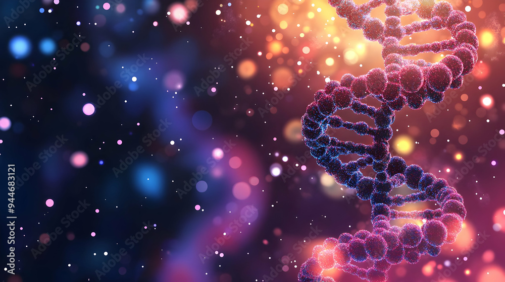DNA Double Helix Structure with Bokeh Background