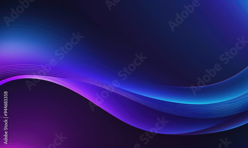 A dark background with abstract, flowing lines in shades of blue and purple