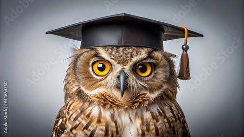 Wise owl wearing a graduation cap, wise, owl, graduation, cap, education, intelligent, bird, wisdom, scholar, learn photo