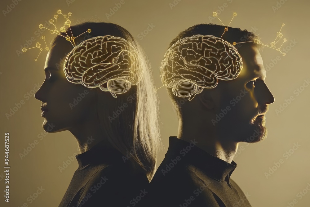 Obraz premium Ethereal digital art of a female profile with neural networks symbolizing cognitive expansion intellectual growth and the limitless potential of the human mind in a futuristic setting