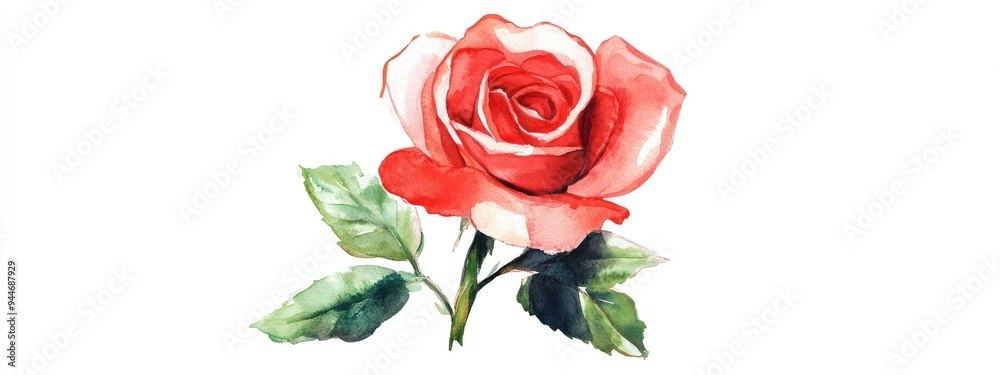 Watercolor illustration of a rose hand drawn Watercolor illustration of a rose hand drawn