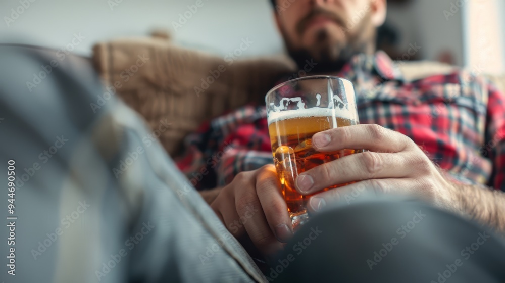 A person in a casual setting holds a glass of beer, with the focus on the beverage and the relaxed, cozy environment. A person in a casual setting holds a glass of beer, with the focus on the beverage and the relaxed, cozy environment.