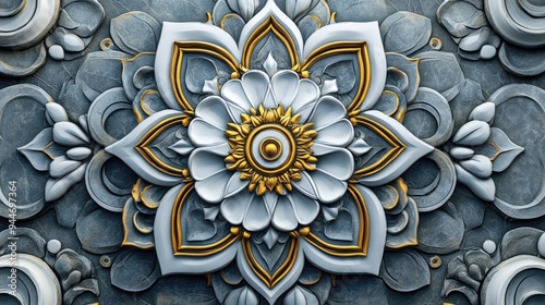 3D Rendering of Digital Wall Tile Decor for Interior Spaces featuring Ceramic Mandala Art Design for Home with applications in wallpaper linoleum textiles and web page backgrounds Illustration
