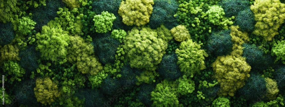 Naklejka premium 3D rendering of moss used for artistic paintings and interior decor featuring dyed moss elements