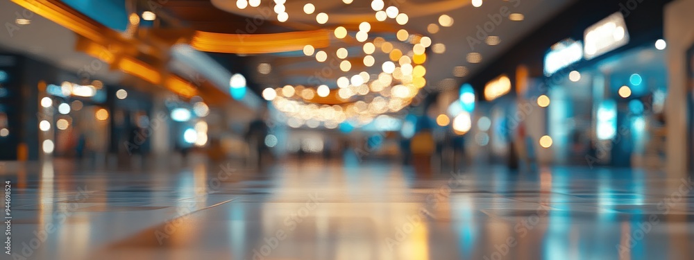 3D rendering of a shopping mall interior with a blurred background and bokeh effect 3D rendering of a shopping mall interior with a blurred background and bokeh effect