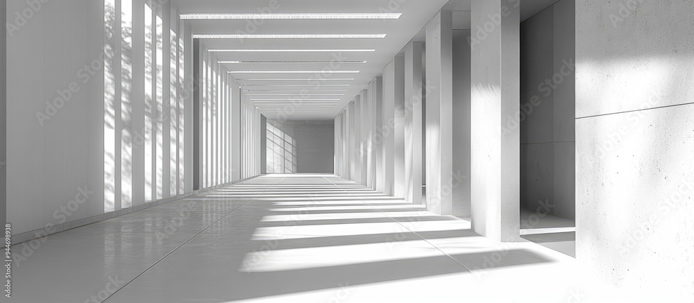 Fototapeta premium 3D rendering of a linear architectural perspective