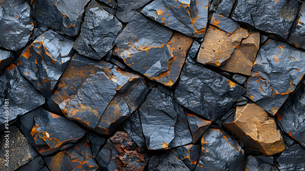 Close-up of a textured rock face with various shapes and sizes of rocks. Close-up of a textured rock face with various shapes and sizes of rocks.