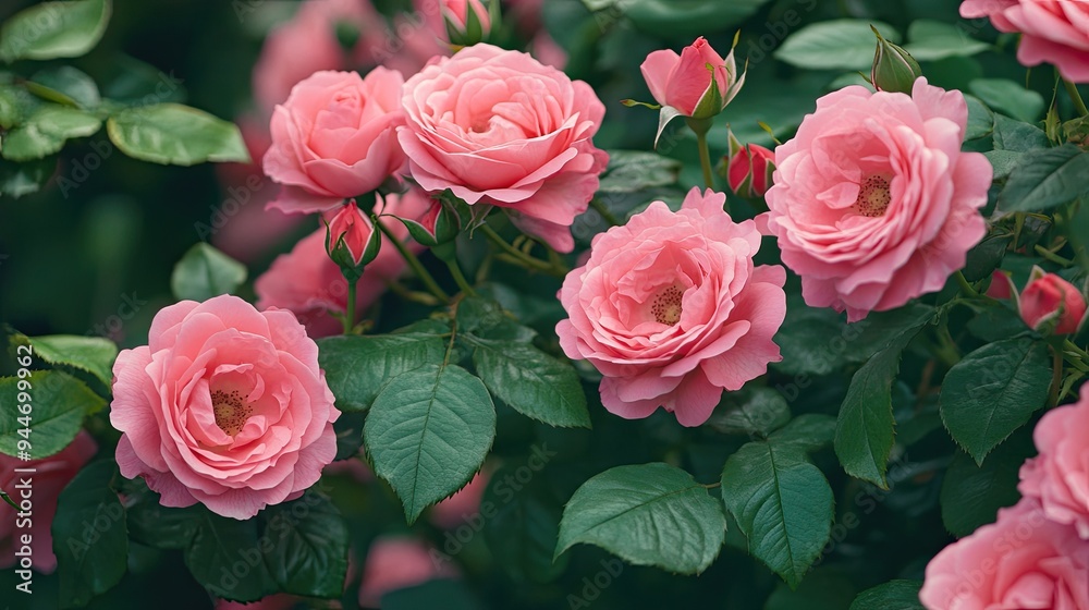 Pink Roses in Full Bloom Pink Roses in Full Bloom