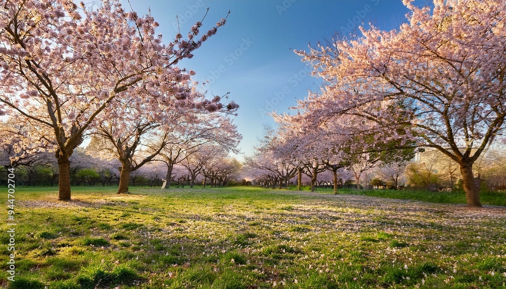 Beautiful cherry trees landscape in the Park Beautiful cherry trees landscape in the Park