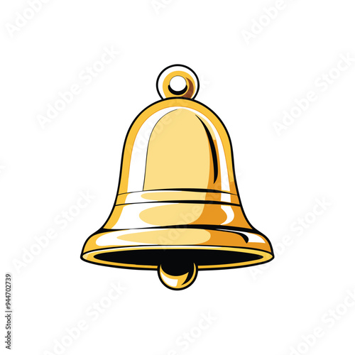 A golden bell with a rounded top, black outlines, and a white background.