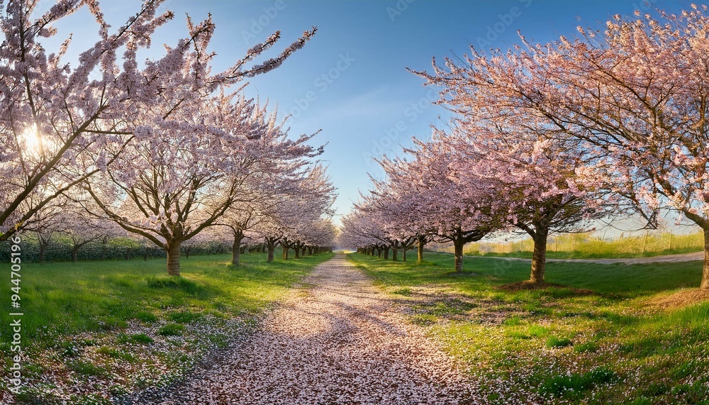 Beautiful cherry trees landscape in the Park Beautiful cherry trees landscape in the Park